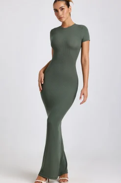 Oh Polly Elevated Essentials | Fall Outfits^Ribbed Modal Maxi Dress in Khaki Green