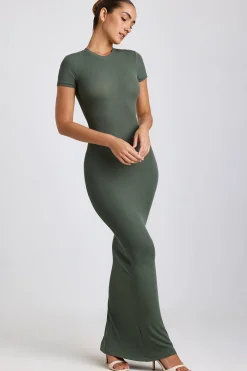 Oh Polly Elevated Essentials | Fall Outfits^Ribbed Modal Maxi Dress in Khaki Green