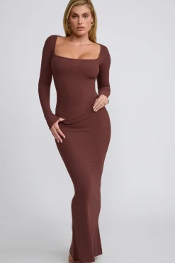 Oh Polly Skirts & Skorts | Co-Ords^Ribbed Modal Mid Rise Maxi Skirt in Chocolate