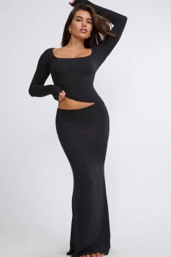 Oh Polly Skirts & Skorts | Co-Ords^Ribbed Modal Mid Rise Maxi Skirt in Black