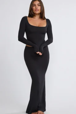 Oh Polly Skirts & Skorts | Co-Ords^Ribbed Modal Mid Rise Maxi Skirt in Black