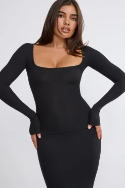 Oh Polly Skirts & Skorts | Co-Ords^Ribbed Modal Mid Rise Maxi Skirt in Black