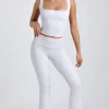 Oh Polly Bottoms | Co-Ords^Ribbed Modal Mid-Rise Foldover Flared Trousers in Grey