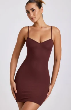Oh Polly Women'S Clothing Sale - $65 And Under | Women'S Clothing Sale - $40 And Under^Ribbed Modal Mini Dress in Chocolate