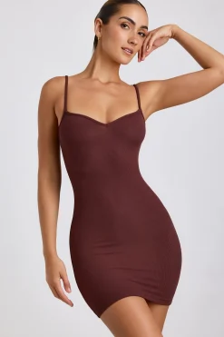Oh Polly Women'S Clothing Sale - $65 And Under | Women'S Clothing Sale - $40 And Under^Ribbed Modal Mini Dress in Chocolate