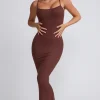Oh Polly Tencel™ Modal Dresses^Ribbed Modal Square Neck Maxi Dress in Chocolate