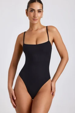 Oh Polly Women'S Clothing Sale - $65 And Under | Women'S Clothing Sale - $40 And Under^Ribbed Modal Square Neck Bodysuit in Black
