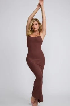 Oh Polly Tencel™ Modal Dresses^Ribbed Modal Square Neck Maxi Dress in Chocolate