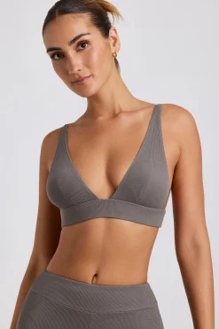 Oh Polly Women'S Clothing Sale - $65 And Under | Women'S Clothing Sale - $40 And Under^Ribbed Modal Triangle Bralette in Grey
