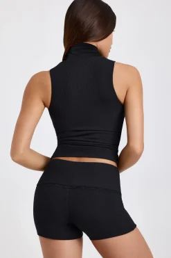 Oh Polly Co-Ords | Tops^Ribbed Modal Turtleneck Tank Top in Black