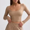 Oh Polly Women'S Clothing Sale - $65 And Under | Women'S Clothing Sale - $40 And Under^Ribbed Modal V-Neck Crop Top in Mocha Brown MochaBrown