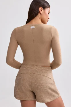 Oh Polly Women'S Clothing Sale - $65 And Under | Women'S Clothing Sale - $40 And Under^Ribbed Modal V-Neck Crop Top in Mocha Brown MochaBrown