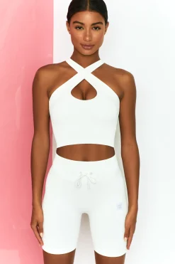 Oh Polly Women'S Clothing Sale - $65 And Under | Women'S Clothing Sale - $40 And Under^Ribbed Tie Front Cycling Shorts in White