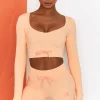 Oh Polly Women'S Clothing Sale - $65 And Under | Women'S Clothing Sale - $40 And Under^Ribbed Tie Front Cycling Shorts in Peach