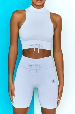 Oh Polly Women'S Clothing Sale - $65 And Under | Women'S Clothing Sale - $40 And Under^Ribbed Tie Front Cycling Shorts in Cool Blue