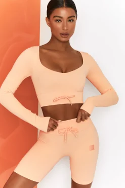 Oh Polly Women'S Clothing Sale - $65 And Under | Women'S Clothing Sale - $40 And Under^Ribbed Tie Front Cycling Shorts in Peach