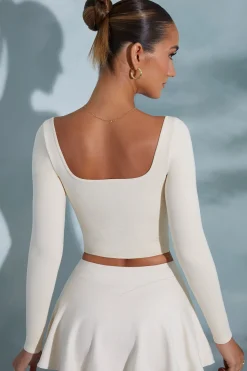 Oh Polly Tops | Elevated Essentials^Rounded Square Neck Long Sleeve Top in Ivory