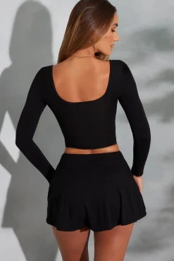 Oh Polly Tops | Elevated Essentials^Rounded Square Neck Long Sleeve Top in Black