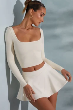 Oh Polly Tops | Elevated Essentials^Rounded Square Neck Long Sleeve Top in Ivory