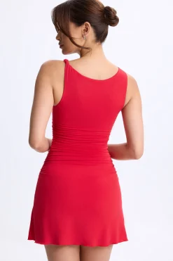Oh Polly Skirts & Skorts | Elevated Essentials^Ruched A-Line Micro Mini Dress in Cherry Red CherryRed