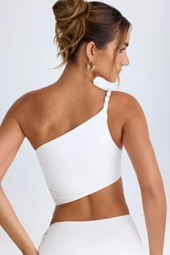 Oh Polly Co-Ords | Tops^Ruched Asymmetric Crop Top in White