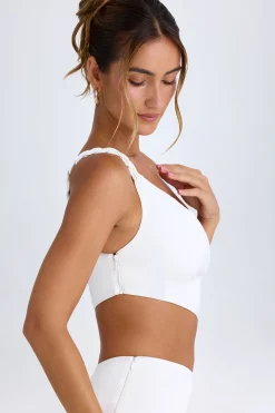 Oh Polly Co-Ords | Tops^Ruched Asymmetric Crop Top in White