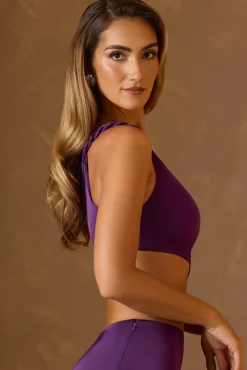 Oh Polly Co-Ords | Tops^Ruched Asymmetric Crop Top in Plum