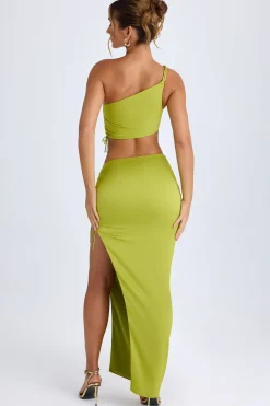 Oh Polly Skirts & Skorts | Co-Ords^Ruched Asymmetric Maxi Skirt in Pear Green PearGreen