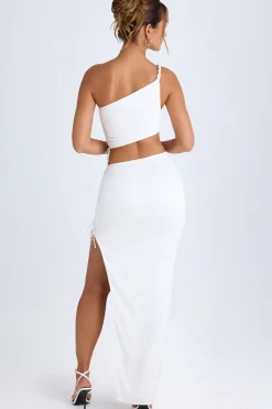 Oh Polly Skirts & Skorts | Co-Ords^Ruched Asymmetric Maxi Skirt in White