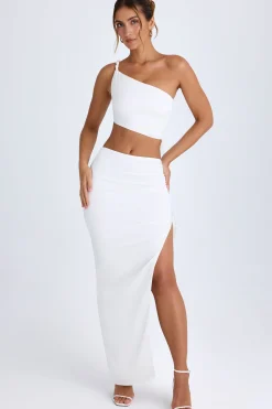 Oh Polly Skirts & Skorts | Co-Ords^Ruched Asymmetric Maxi Skirt in White