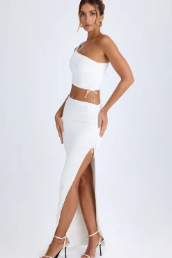 Oh Polly Skirts & Skorts | Co-Ords^Ruched Asymmetric Maxi Skirt in White