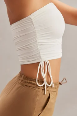 Oh Polly Co-Ords | Tops^Ruched Bandeau Crop Top in Ivory