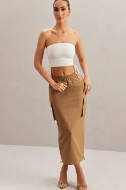 Oh Polly Co-Ords | Tops^Ruched Bandeau Crop Top in Ivory