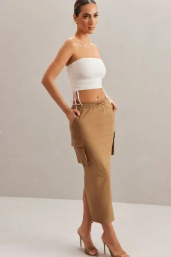 Oh Polly Co-Ords | Tops^Ruched Bandeau Crop Top in Ivory