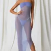 Oh Polly Cover-Ups^Ruched Bandeau Midi Dress in Lavender Purple LavenderPurple