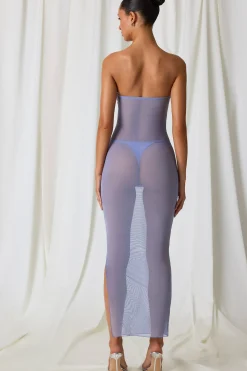 Oh Polly Cover-Ups^Ruched Bandeau Midi Dress in Lavender Purple LavenderPurple