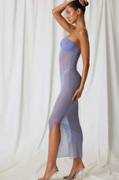 Oh Polly Cover-Ups^Ruched Bandeau Midi Dress in Lavender Purple LavenderPurple