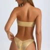 Oh Polly Bikini Sets | Bikini Bottoms^Ruched Cheeky Bikini Bottoms in Metallic Gold MetallicGold