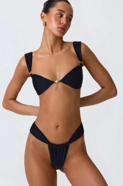 Oh Polly Bikini Sets | Bikini Bottoms^Ruched Cheeky Bikini Bottoms in Black