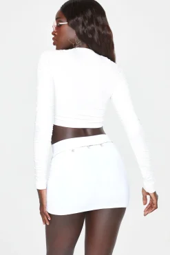 Oh Polly Women'S Clothing Sale - $65 And Under | Women'S Clothing Sale - $40 And Under^Ruched Cut Out Crop Top in Ivory