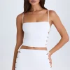 Oh Polly Night Out^Ruched Cut-Out Mini Skirt in White