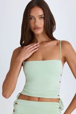 Oh Polly Co-Ords | Tops^Ruched Cut-Out Top in Green