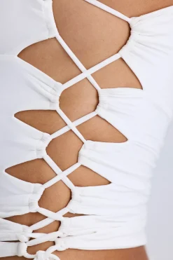 Oh Polly Co-Ords | Tops^Ruched Cut-Out Top in White