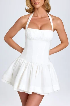 Oh Polly Bride To Be^Ruched Halterneck Mini Dress in White
