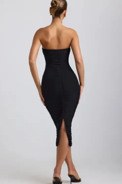Oh Polly Night Out | Mesh Dresses^Ruched Hardware Detail Strapless Midaxi Dress in Black