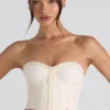 Oh Polly Tops | Bride To Be^Ruched Lace-Up Strapless Corset Top in Ivory
