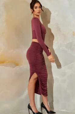 Oh Polly Women'S Clothing Sale - $65 And Under | Women'S Clothing Sale - $40 And Under^Ruched Maxi Skirt in Dark Mauve DarkMauve