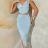 Oh Polly Women'S Clothing Sale - $65 And Under | Women'S Clothing Sale - $40 And Under^Ruched Maxi Skirt in Light Blue LightBlue