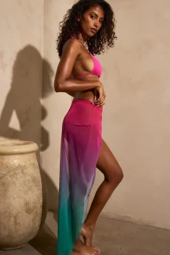 Oh Polly Cover-Ups^Ruched Midi Sarong in Green Multi GreenMulti