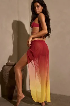 Oh Polly Cover-Ups^Ruched Midi Sarong in Yellow Multi YellowMulti